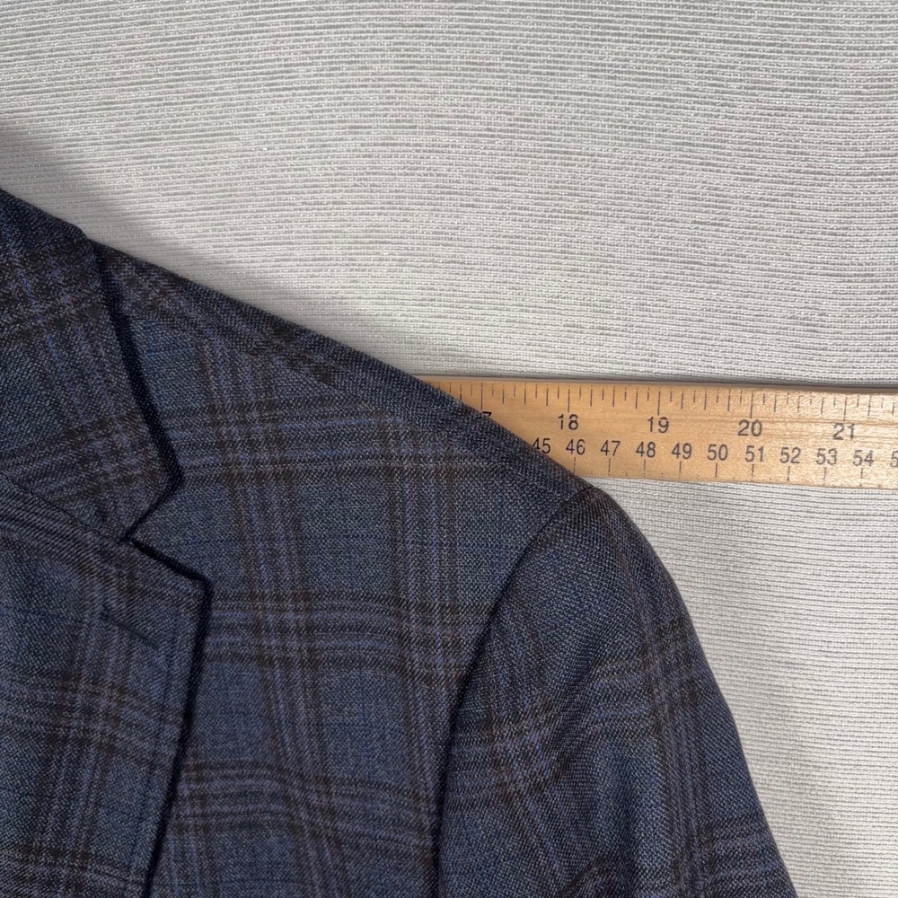 Johnston & Murphy Blazer Mens M Blue Plaid Wool 2-Button Sport Coat - Picture 10 of 16